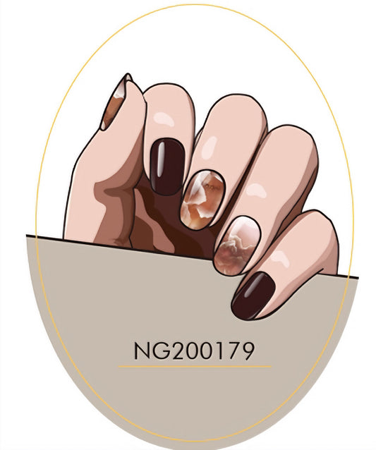 Mocha Marble Fusion Semicured Gel Nail Sticker Kit/NG179