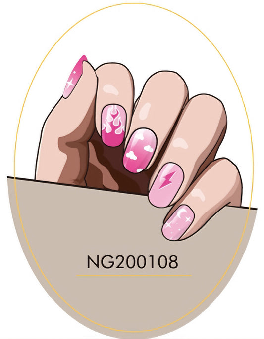 Pink Flame Dream Semicured Gel Nail Sticker Kit/NG108