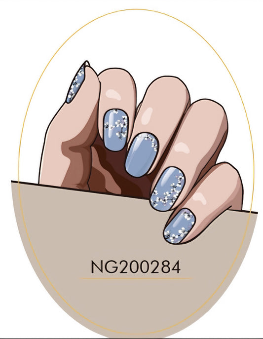 Sky Blue Plum Blossom Semicured Gel Nail Sticker Kit/NG284